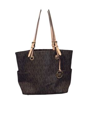 MICHAEL Michael Kors Dark Brown/Black Tote with Tan Leather Accents
